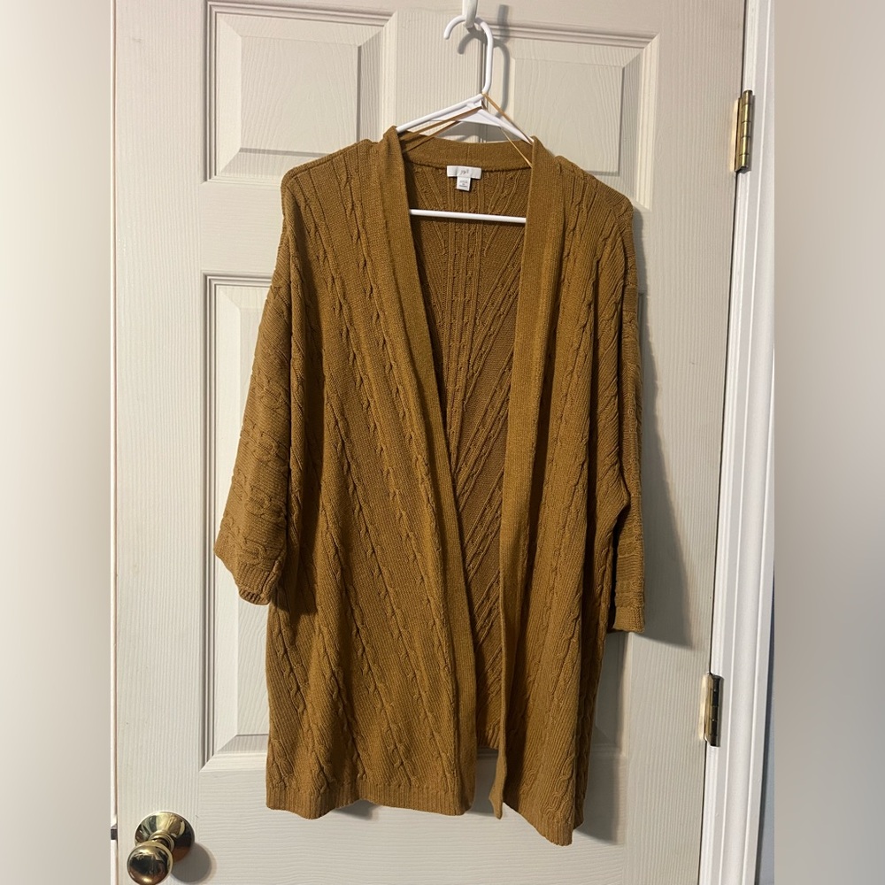 J Jill dark tan open-front kimono-style cardigan 2X
